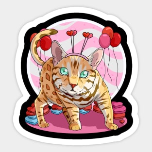 Bengal Cat Valentines Day Heart Kitten Love Sticker